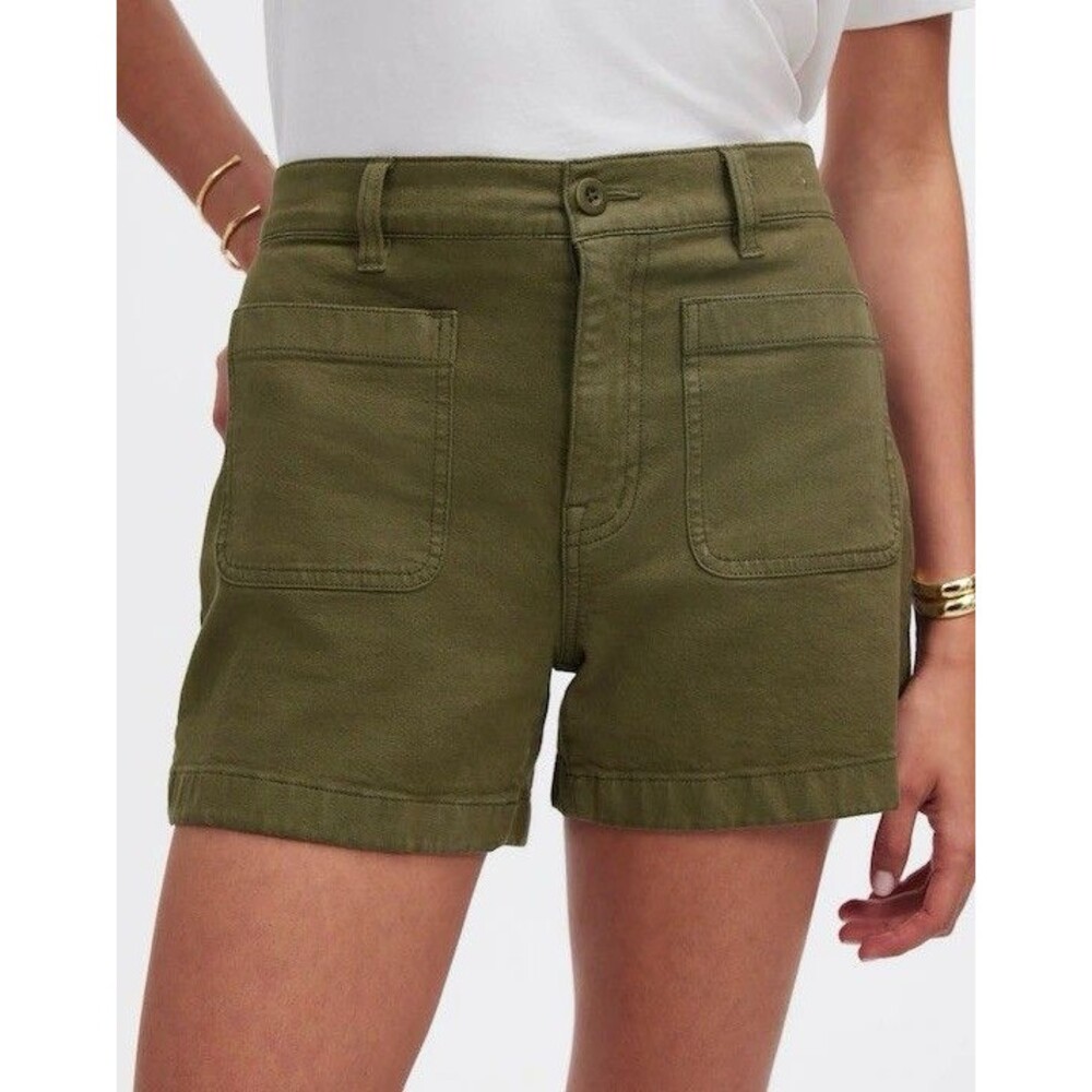 MADEWELL Olive Emmett Patch Pocket Shorts Size 27